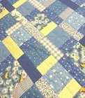 Baby Quilt Handmade Boys Blue   Yellow Patchwork Crib  40  X 40  New