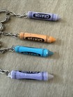 Vintage Crayon Keychain Key Ring Chain Fob Hangtag Purple Blue Orange 90s Y2k