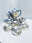 13 Pc Tashiro Shoten Lusterware Complete Tea Set Peach Blue Hand Painted Floral