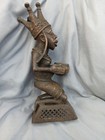  African Benin Bronze Heavy Seated Woman W Bowl Fertility Offering Statuevintag