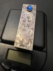 Vintage 800 Silver Lipstick Case Blue Stone Floral Etched Italy