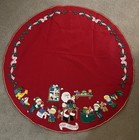 Red Christmas Tree Skirt Santa   s Workshop Finished Bucilla Felt Appliqu   Vintage