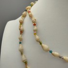 Mermaidcore Genuine Sea Shell 36  Necklace Rainbow Bead Vintage Beach C 1970 s
