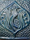 Large Art Nouveau Deco Peacock Pottery Tile - William Morris Arts   Crafts Style