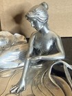 Art Nouveau Pewter Figural Card Tray With A Maiden Lily Pond Epu Europe