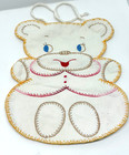 2 Vintage Embroidered Baby Bibs Bear   Kitten Cat