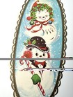 1950s Vtg Christmas Greeting Card Unused Snowman Snow Girl W Envelope Hawthorne
