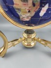 14    Blue Lapis Semi Precious Gemstone World Globe Gold Tone Stand Compass