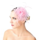 Pink Feather Flora Wedding Fascinator Bow Woman Headpiece Cocktail Party