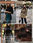 Women s 3 Pack Turtleneck Shirts Long Sleeve Mock Tops Lightweight Basic Laye   