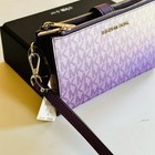 Michael Kors Large Fashion Double Zip Phone Holder Wristlet Wallet Dark Purple