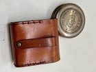 Vintage Brass Marine Pocket Compass W  Leather Case Nautical Decor 2   