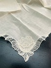 Vintage White Linen Hanky Lace Corner Edging Lovely 10  Wedding