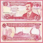 Iraq 5 Dinars 1992  Unc  5 Pcs Lot  P-80  With Saddam Hussein