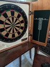 Exquisite Steel Tip Brass Darts Set With Dart Board And Wooden Cabinet