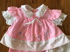 Vintage Mayfair Baby Girl Pink 3 Piece Dress  Diaper Cover Size 0-6 Mo 