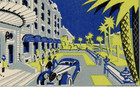 Atlantic Hotel  nice France  Spectacular Art Deco Luggage Label  Circa 1935