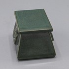 Roycroft Pottery Trapezoid Trinket Box W  Lid 3 1 2  Green - Free Usa Shipping