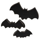New Primitive Bats Halloween Sitters Wooden 3 Assort Sizes Black Aged Distressed