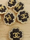 Lot Of 10  22mm Designer Button Pearl Chanel Button Replacement Gold Tone 