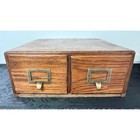 Antique Weis Oak 2 Drawer Card Catalog Desktop File Cabinet Library Storage Box