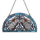 24  Tiffany Style Stained Glass Window Panel Victorian Semi Circle