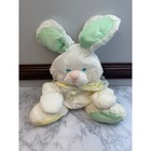 Vintage Fisher Price Puffalump Bunny Rabbit Plush 1988 White Pastel Green 1359