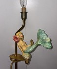Vintage Ooak Nautical Mermaid Spiral Wall Light Whimsical Painted Brass