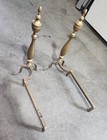 Vintage Brass Decorative Columns And Cast Iron Rails Fireplace Andirons 1900 s 