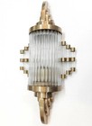 Pair Antique Vintage Art Deco Brass   Glass Rod Ship Light Fixture Wall Sconces