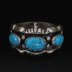Vtg Sterling Silver - Wheeler Southwestern Turquoise Cabochon Ring Size 9 5 - 5g