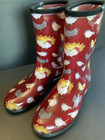 Sloggers Women s Waterproof Red Chicken Print Slip On Rain Or Garden Boots Sz 10
