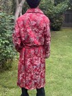 Vintage Ji Yi 100  Pure Silk Chinese Smoking Robe Red Mens