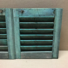 Small Pair Antique House Window Wood Louvered Shutters 12x14 Shabby Vtg 1209-26b