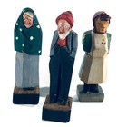 Vintage Wooden Hand Carved Figurine Set Folk Characters 1950s Europe 2 5 