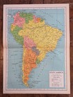 South America Map Brazil Argentina Andes Amazon Basin 1940 Vintage Atlas Map