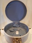 Vintage Oshkosh Luggage Round 17  Diameter Off White Blue Interior W  Key