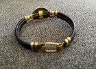 Vintage Coin Bracelet Brass Peru Sol De Oro Coin Tarnished Leather On Band
