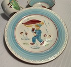 rare  Stangl Set 3  blue Elf  Children   s Dinner Plate  Bowl   Cup  kiddieware 
