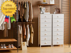 White Tall Dresser For Bedroom With 7 Drawers  Vertical Chest Of Drawers In Clos