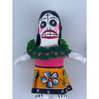 Mexican Folk Art Day Of The Dead Papier Mache Doll And Clay Skull Mask Set