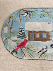Vintage Claire Murray Winter Cabin Cardinals Chickadees Handhooked Rug  24 X 35   