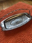 Vintage Silver Toned Serving Caddy With Handle 9 1 2 In    few Rust Spots