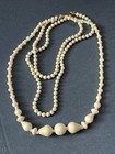 Lot Of Vintage White Milk Glass   Simple Round Enamel Metal Bead Necklace     16-2