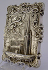 Rare American Sterling Silver Trinity Church Castle Top Card Case C1850