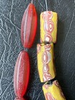 Antique Venetian Millefiori Beads Semi Elbow African Trade Red Cylindrical Italy
