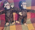 Steiff   Lot Of 2 Monkeys 10 Inch Mohair No Buttons Ears Intact Vintage Antique