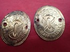 2 Antique Singer Sewing Machine Emblem Logo Name Plates   1