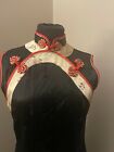 Vintage Peony Brand Black Red Gold Cheongsam Dress Gown Womens Size 36  s 