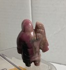 Antique Native American Eskimo Hand Carved Pink Stone Figure Of Eskimo Fisherman